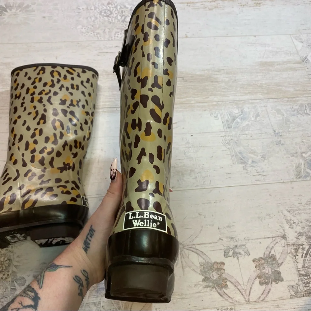L.L. Bean Wellie Rain Boots in Cheetah Print
